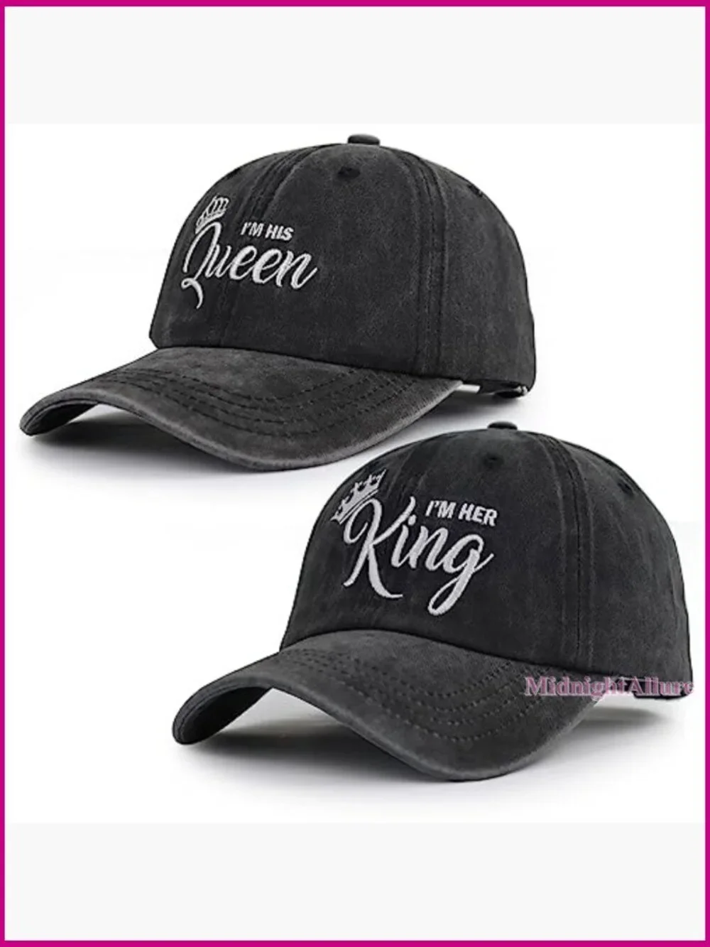 Matching King Queen Couple Hats Adjustable Cotton Baseball Cap Wedding Gift
